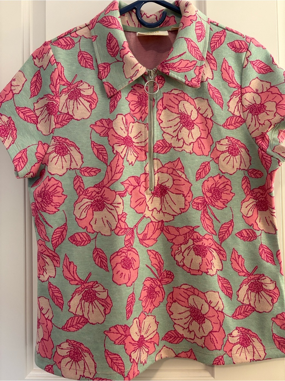 Maeve Anthropologie Floral Polo Zip